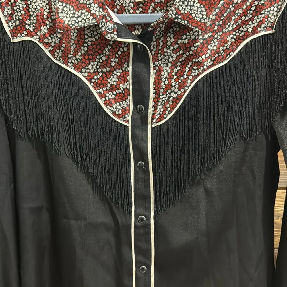 Idyllwind Black and Red Western Fringe Shirt - Picture 7 of 12